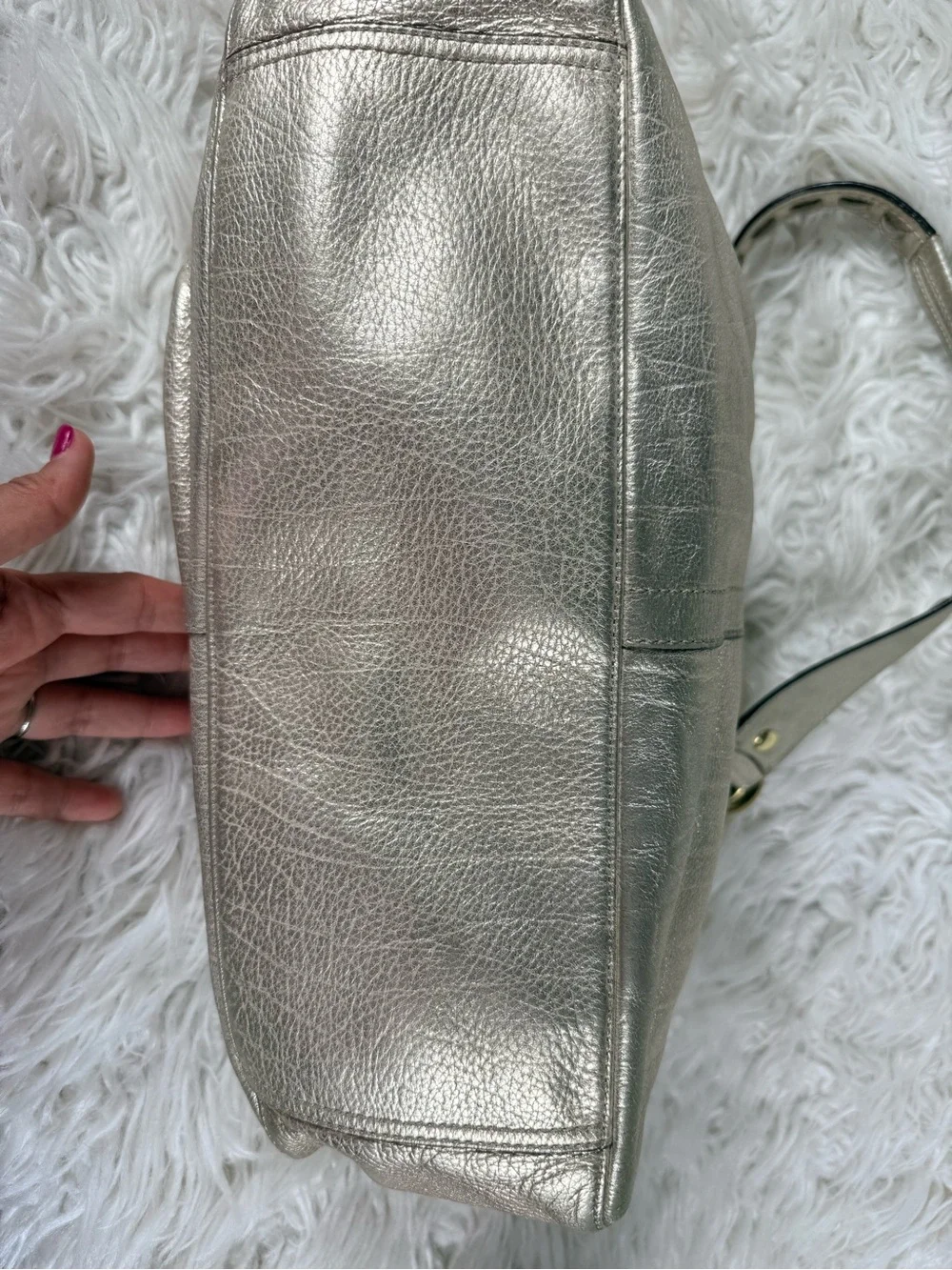 Coach Y2k 2000s Metallic Silver Dome Satchel Handbag